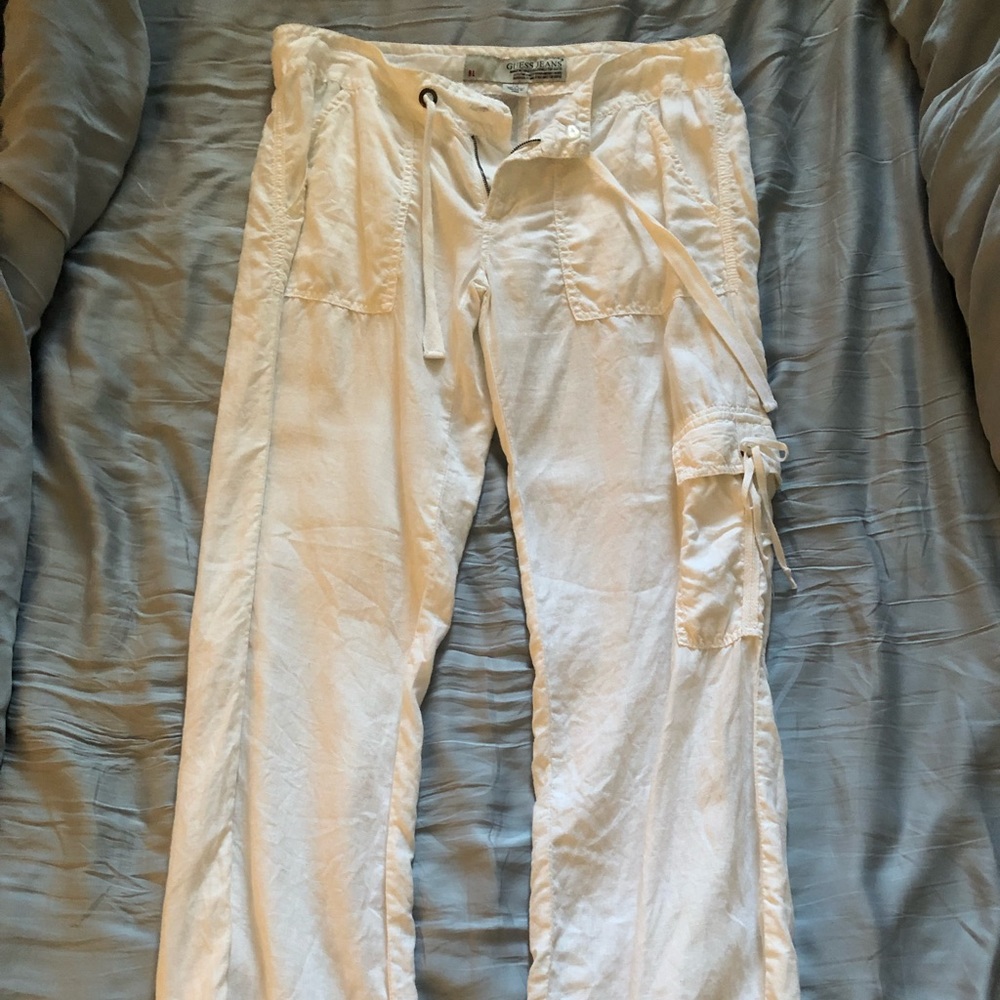 Guess white linen pants Women’s L